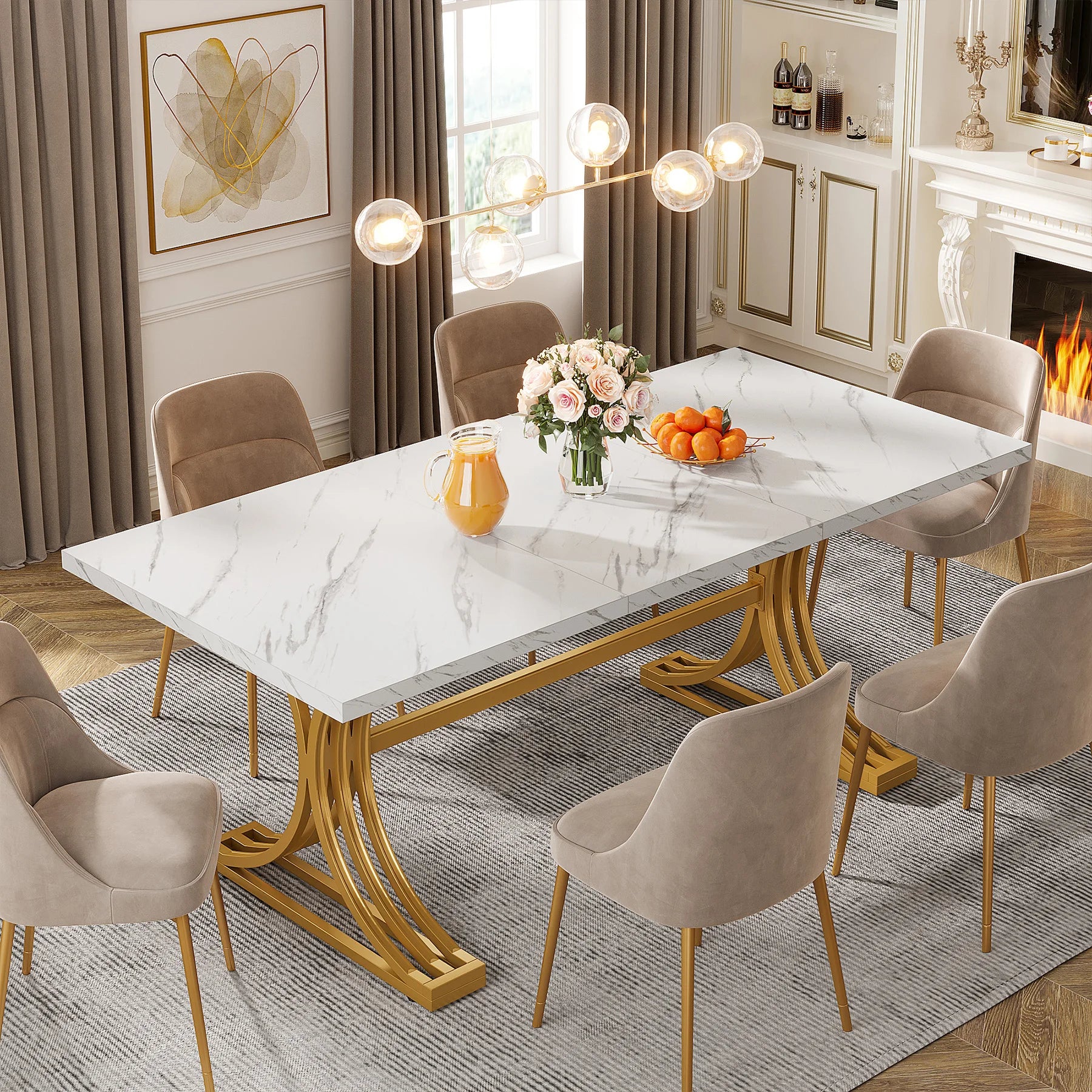 Aureum Faux Marble Dining Table