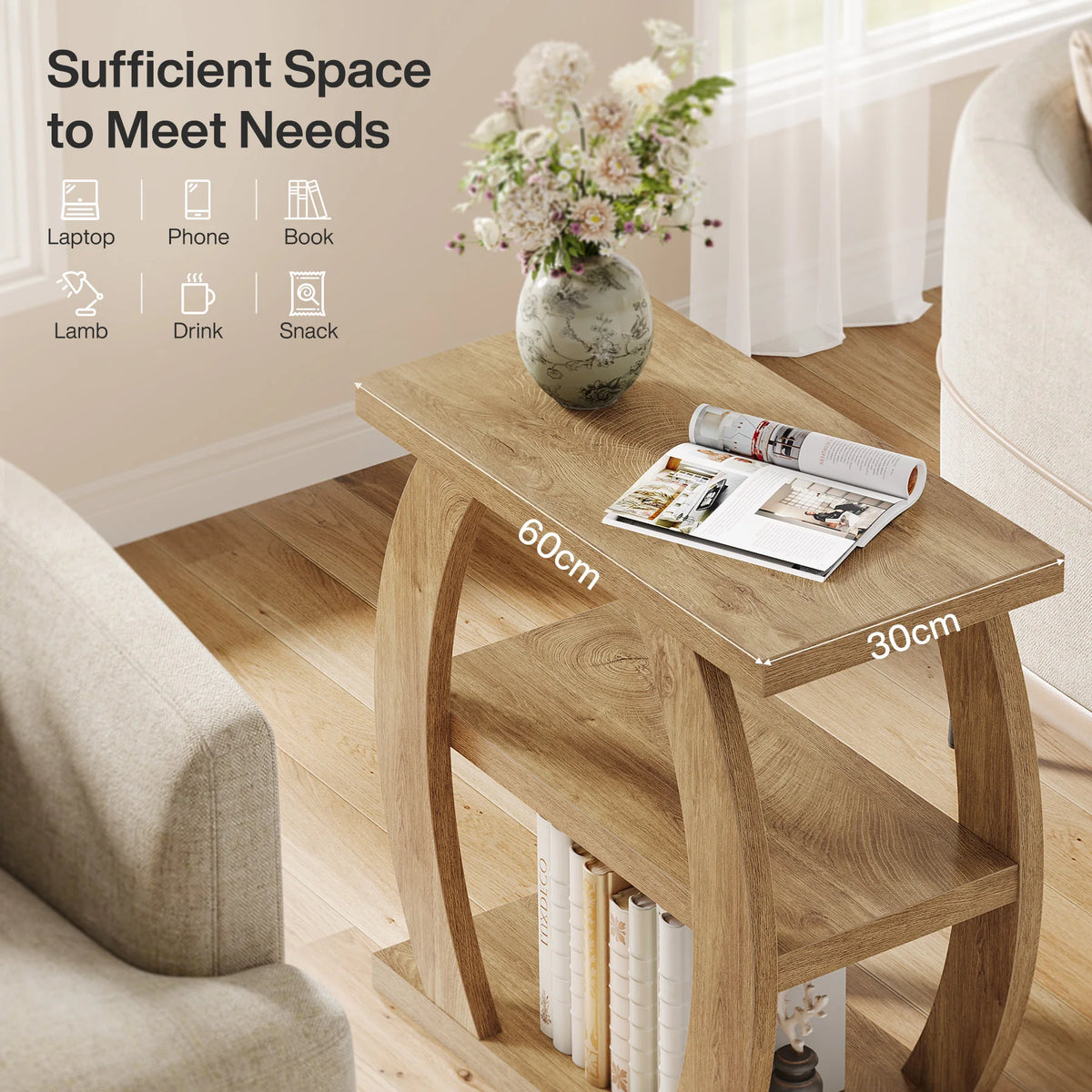 Fernnote tabletop dimensions showing 60 cm by 30 cm surface