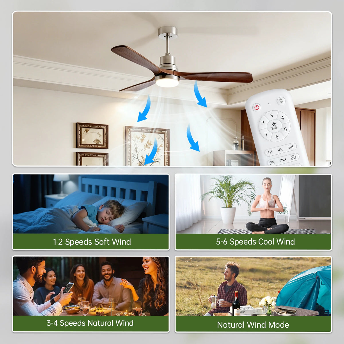 Mereford 52-Inch Ceiling Fan, Nickel