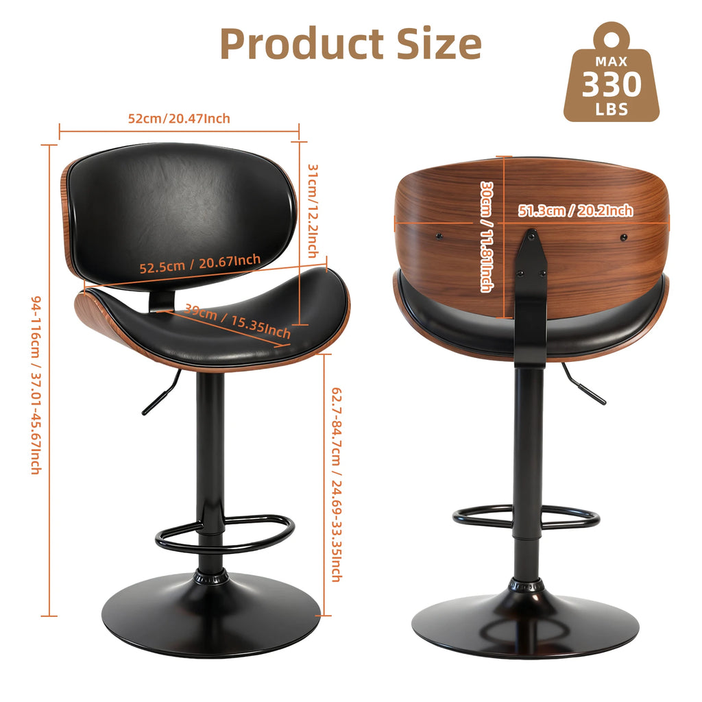 Corbin Bentwood Adjustable Swivel Bar Stools, Set of 2