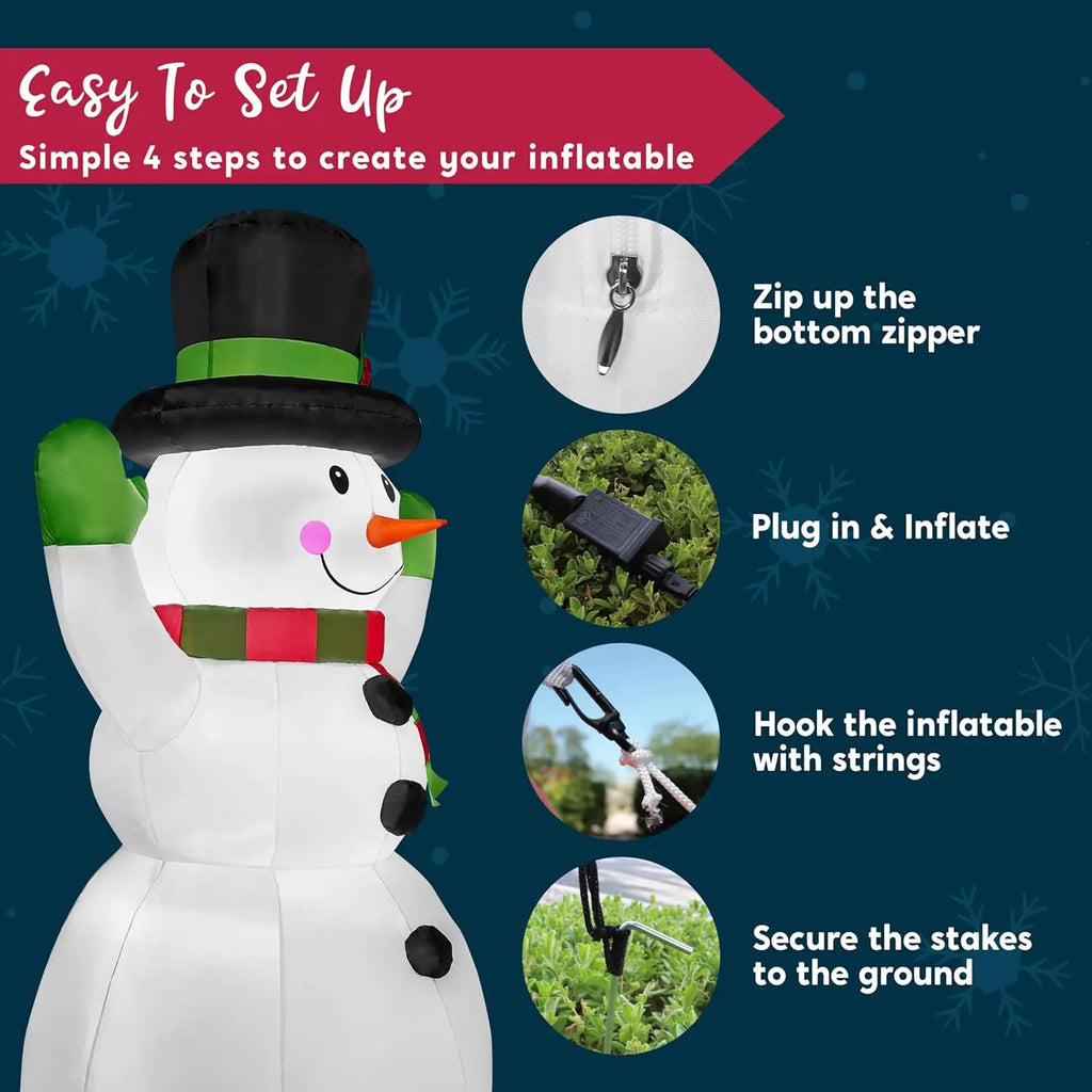 Hollymitt setup instructions for zipper closure, plug-in inflation and outdoor anchoring.