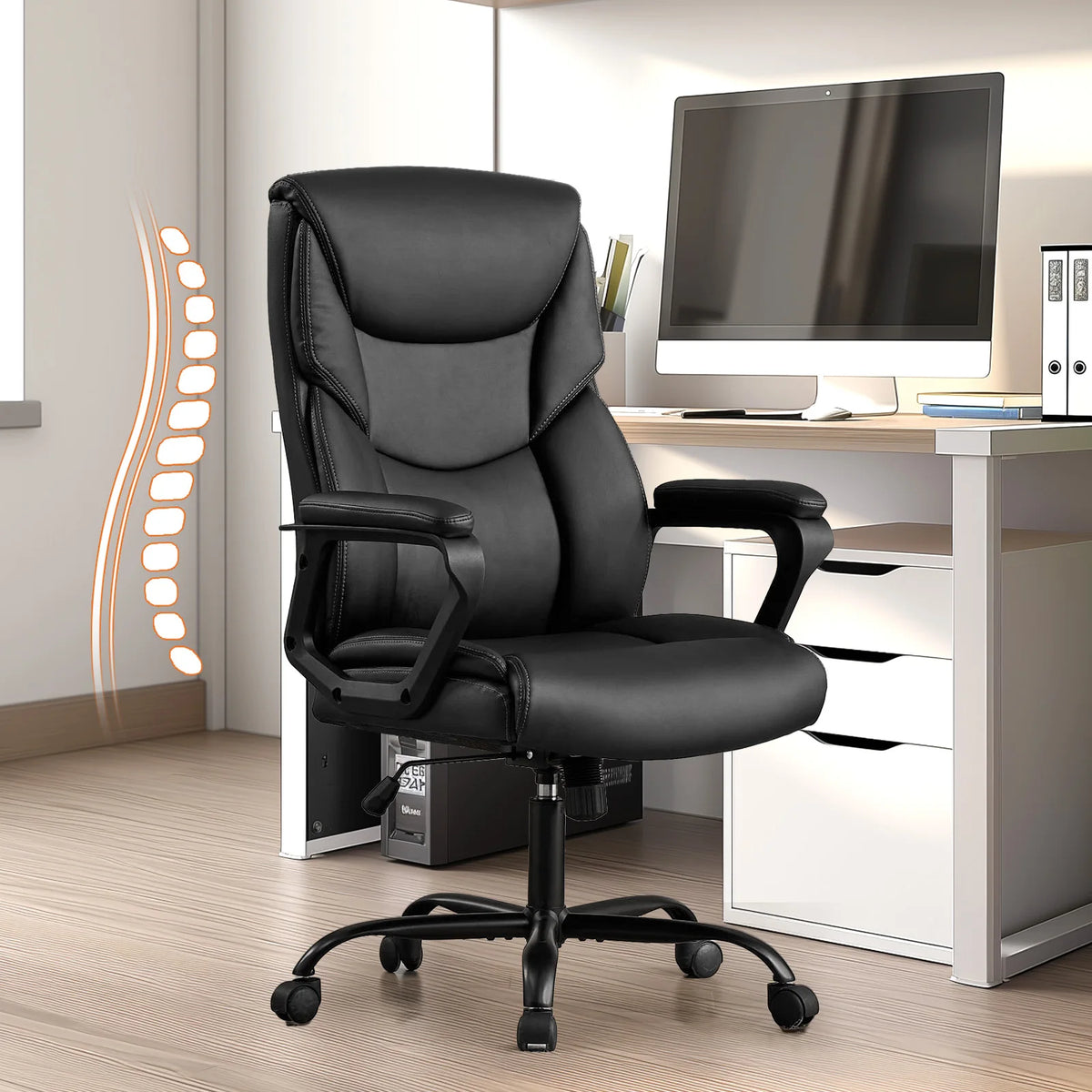 Opalline PU Leather Office Chair with Flip-Up Arms