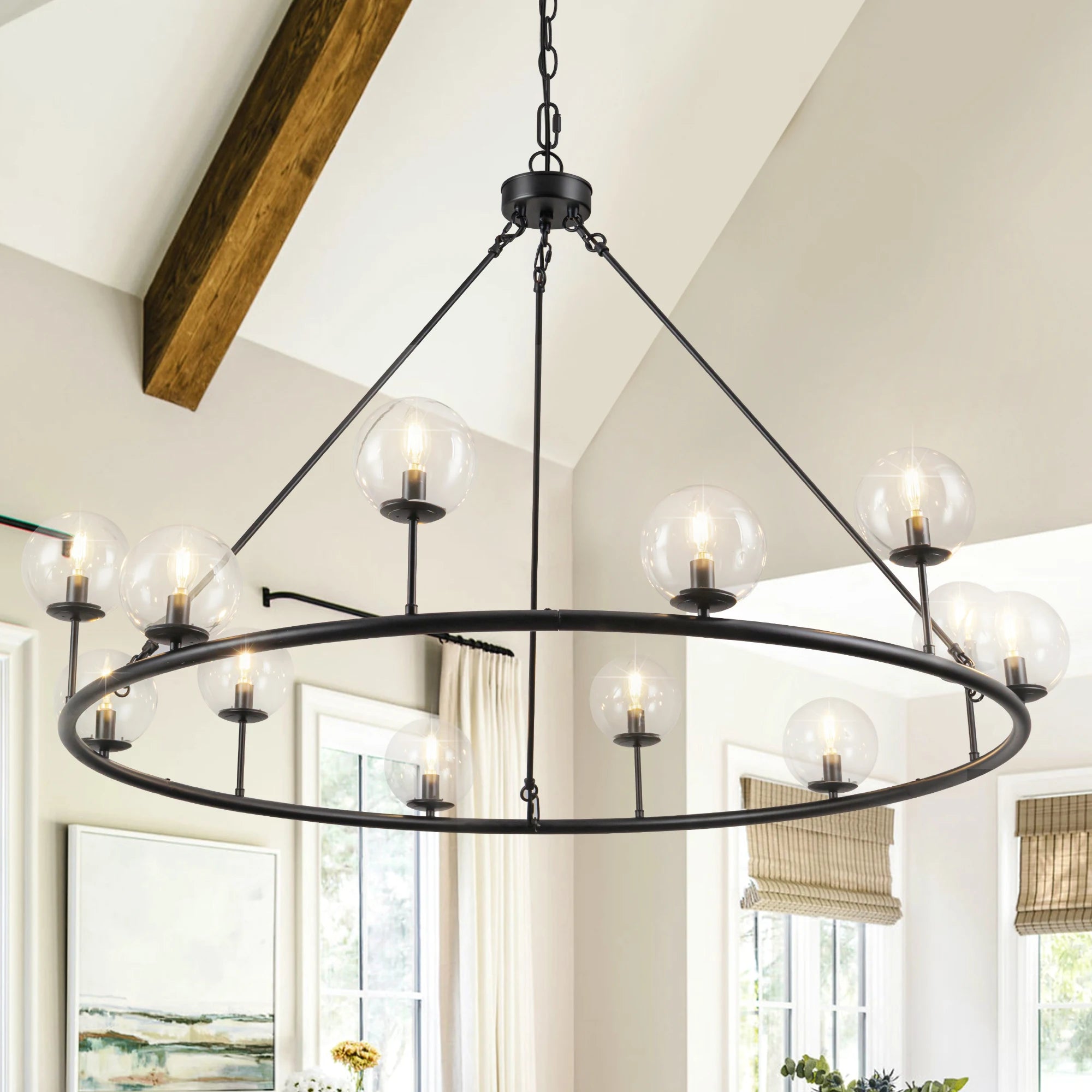 Stonegate Rustic Black High-Ceiling Chandelier