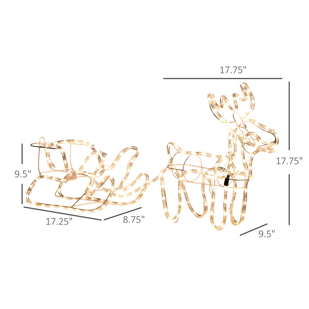 Sleighglow dimensions for the reindeer and sleigh lighted motifs