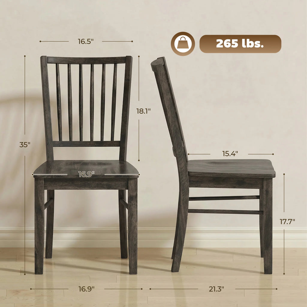 Laurelray Solid Rubberwood Dining Chair Set of 2