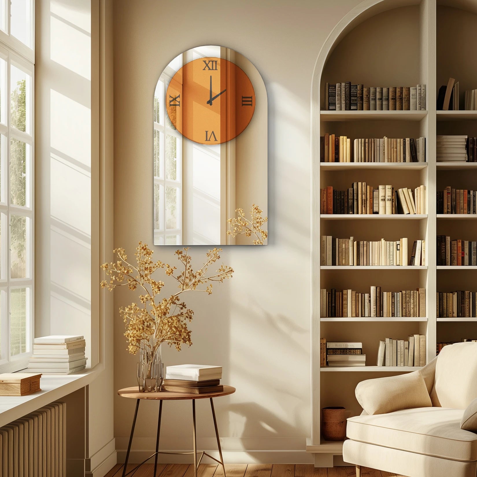 Rovena Arched Mirrored Wall Clock