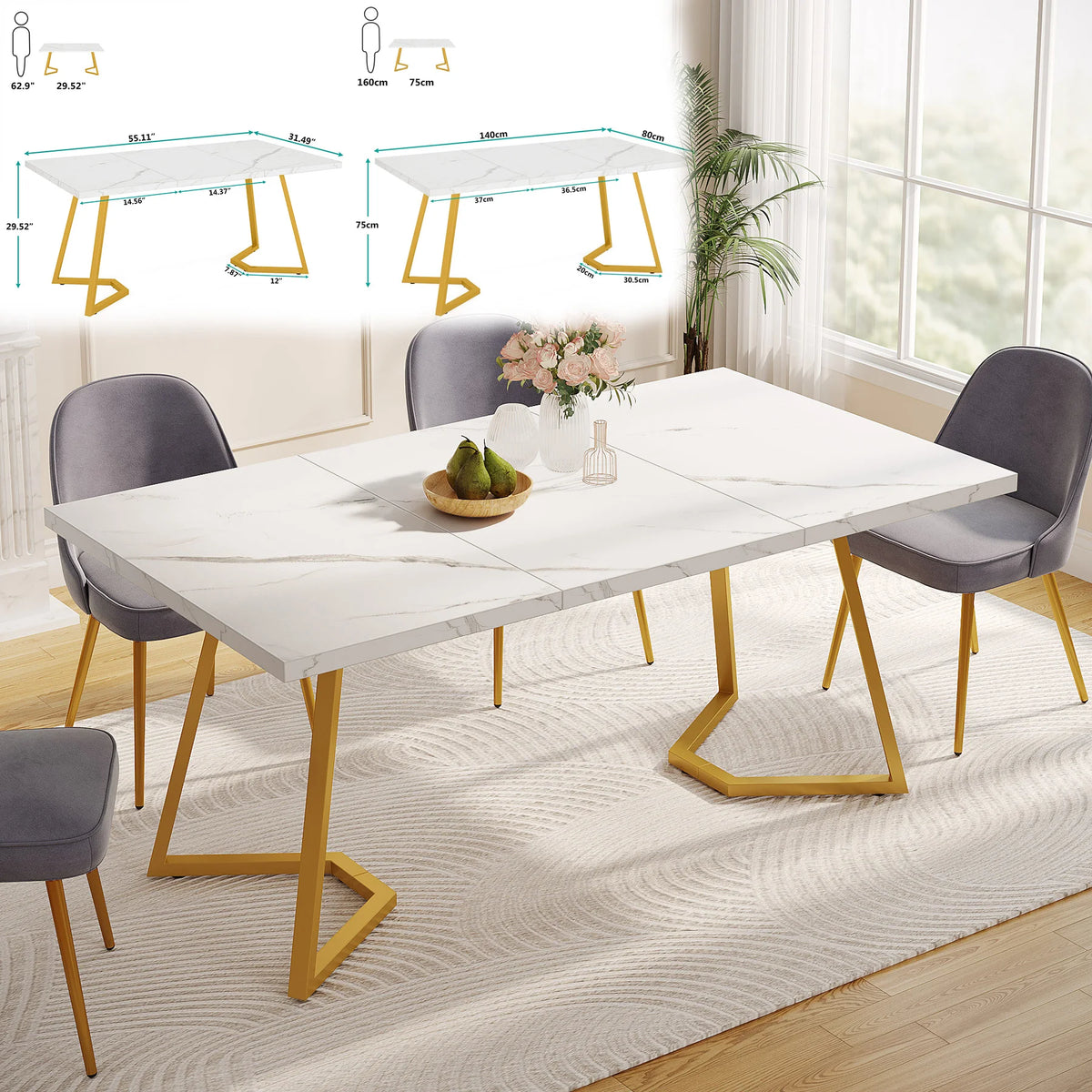 Aureum Faux Marble Dining Table