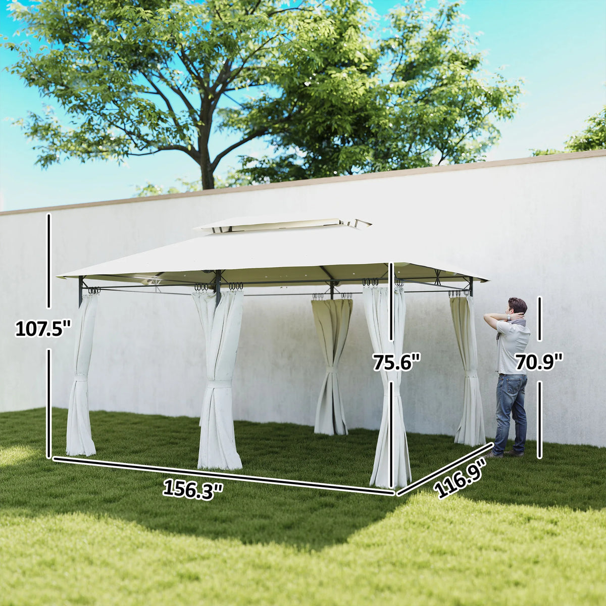 Breezeframe Curtain Gazebo - Cream White