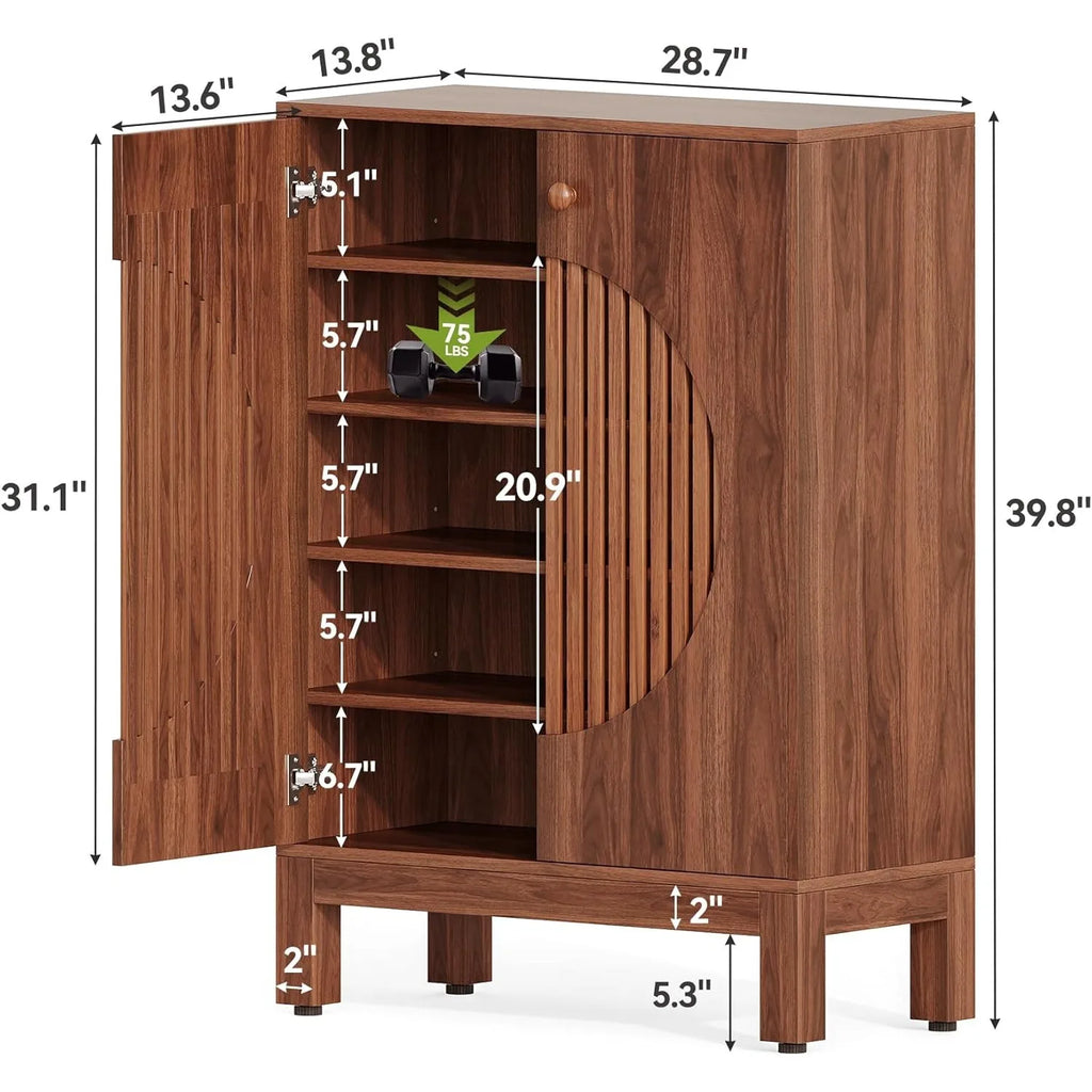 Wooden cabinet with dimensions labeled on a white background