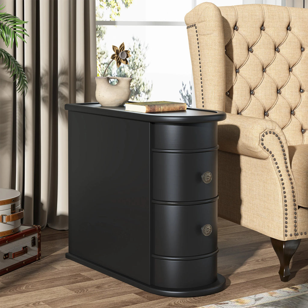 Jabari Curved Two-Drawer Side Table