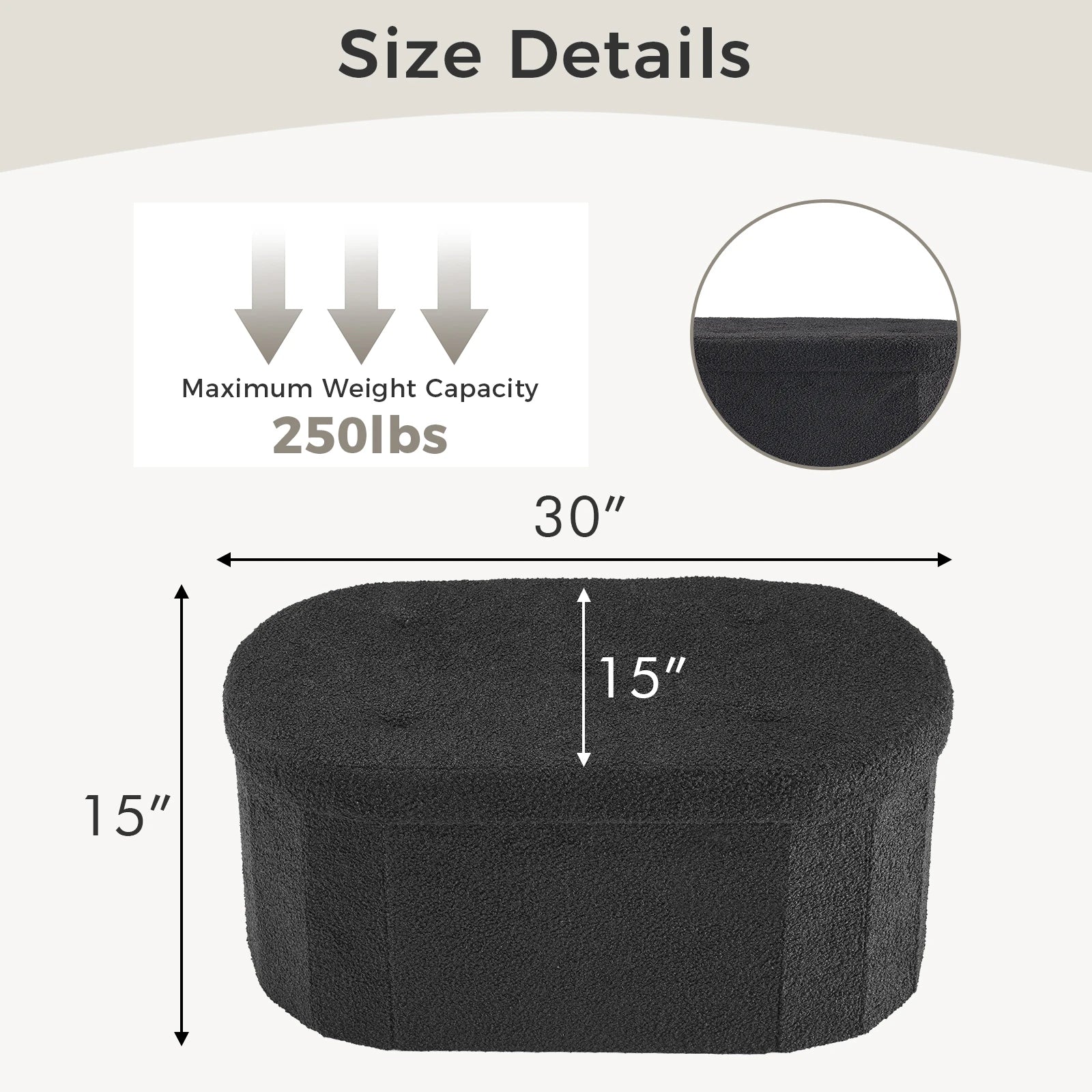 Novara Oval Storage Ottoman Bench