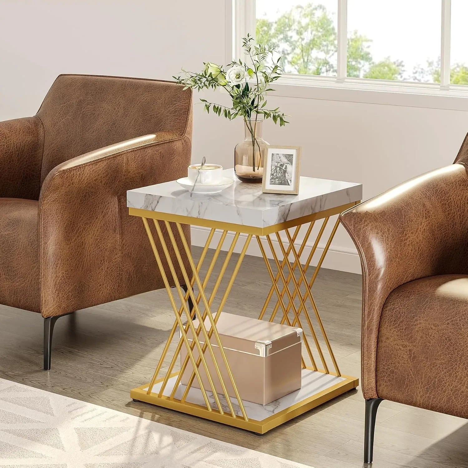 Jessica Faux Marble Accent Table