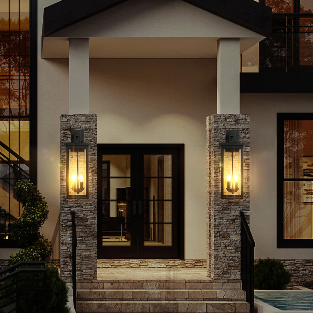 Darriston matte black dusk-to-dawn outdoor wall lantern