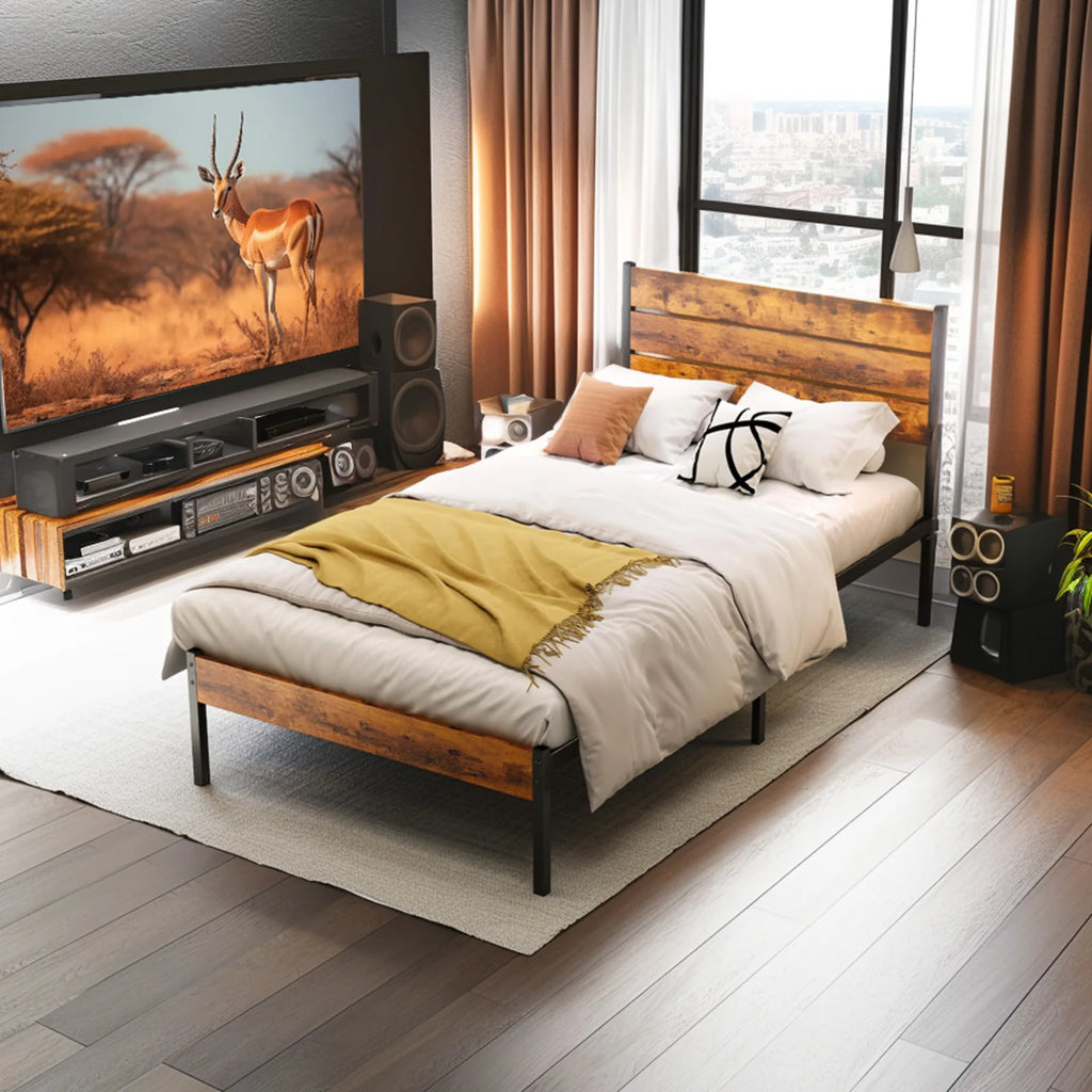 Gleamrise Industrial Metal Platform Bed