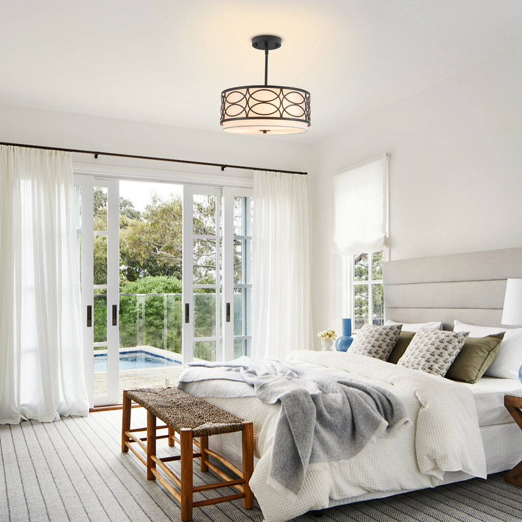Noirwell 3-Light Black Drum Chandelier