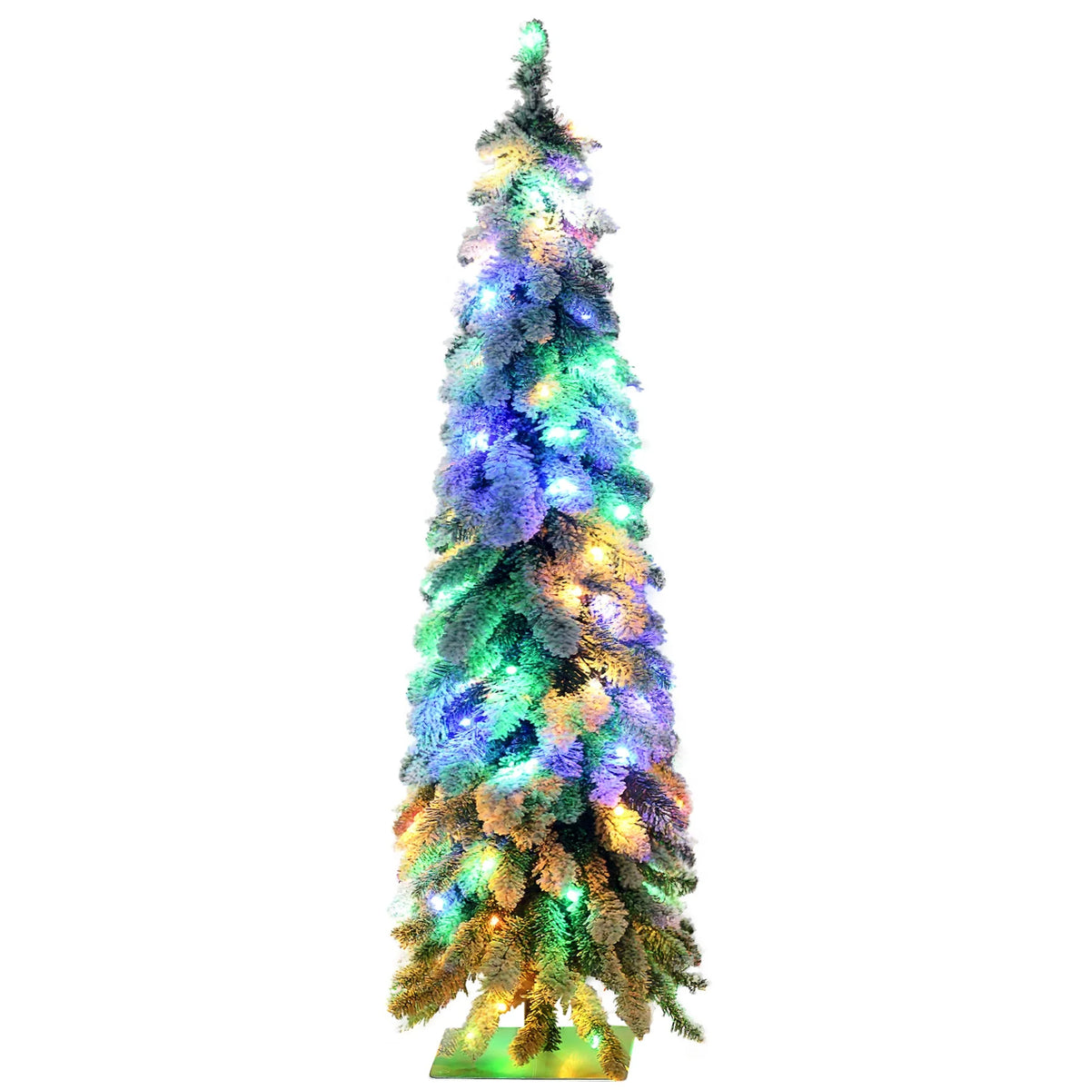 Frostbeam slim snow-dusted pencil Christmas tree with warm white lighting