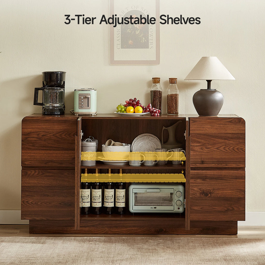 60-inch Pearlrise with center doors open to show adjustable enclosed shelving