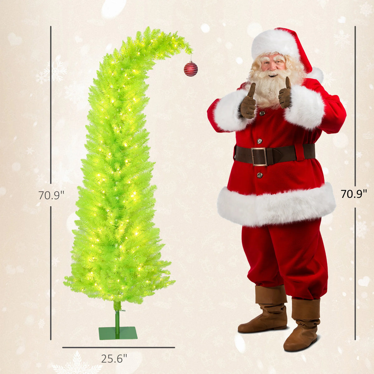 Merrycurve dimension image showing 70.9-inch height and 25.6-inch width