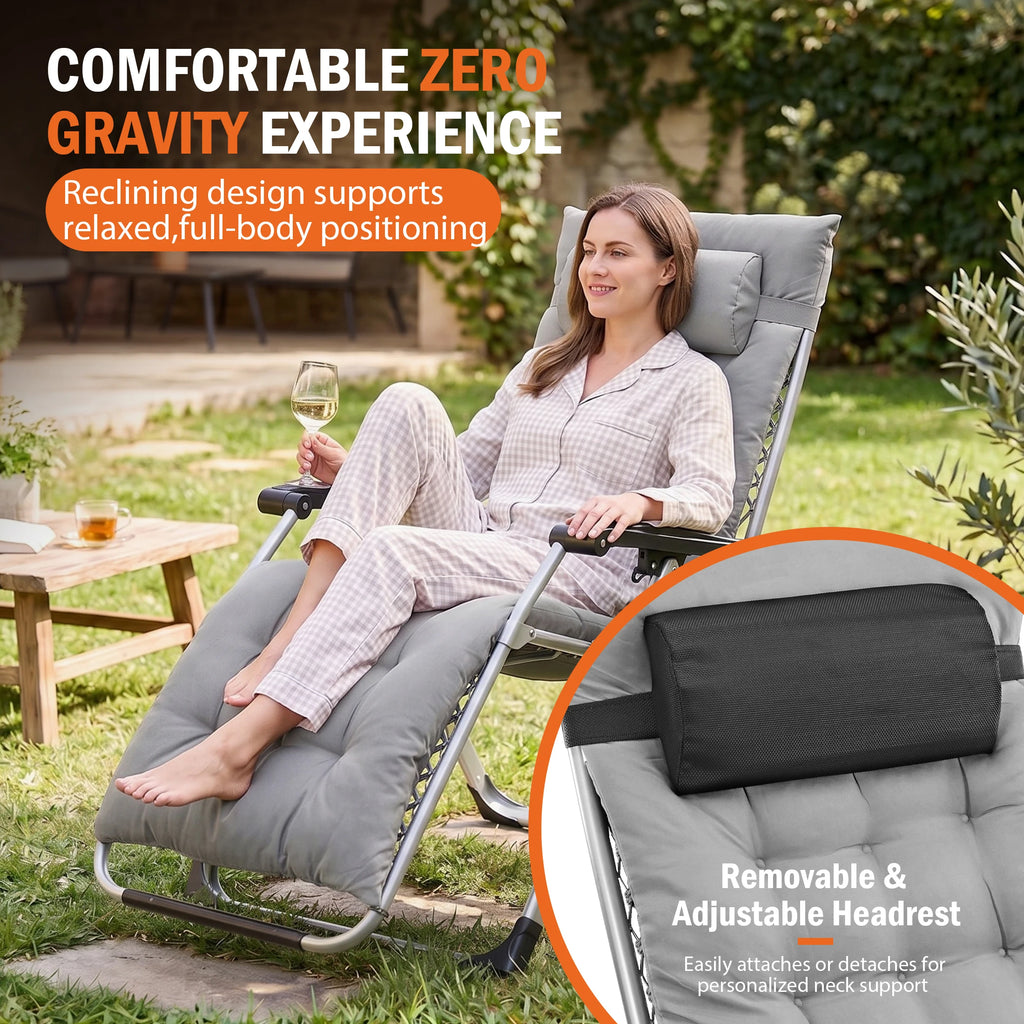 Annecy zero-gravity recliner with removable adjustable headrest