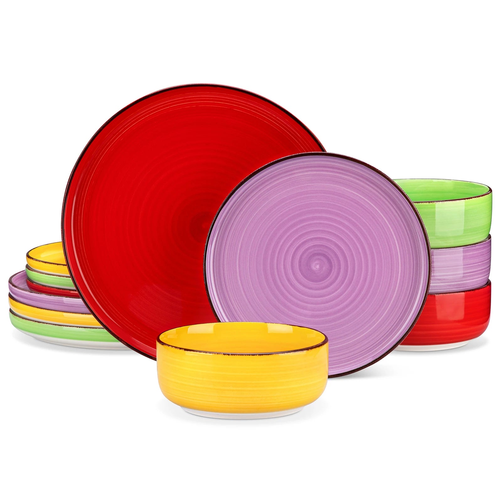 VANCASSO Bonita Lipped-Edge Stoneware Dinnerware Set – 12/18 Pieces, Multicolor