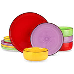 Load image into Gallery viewer, VANCASSO Bonita Lipped-Edge Stoneware Dinnerware Set – 12/18 Pieces, Multicolor
