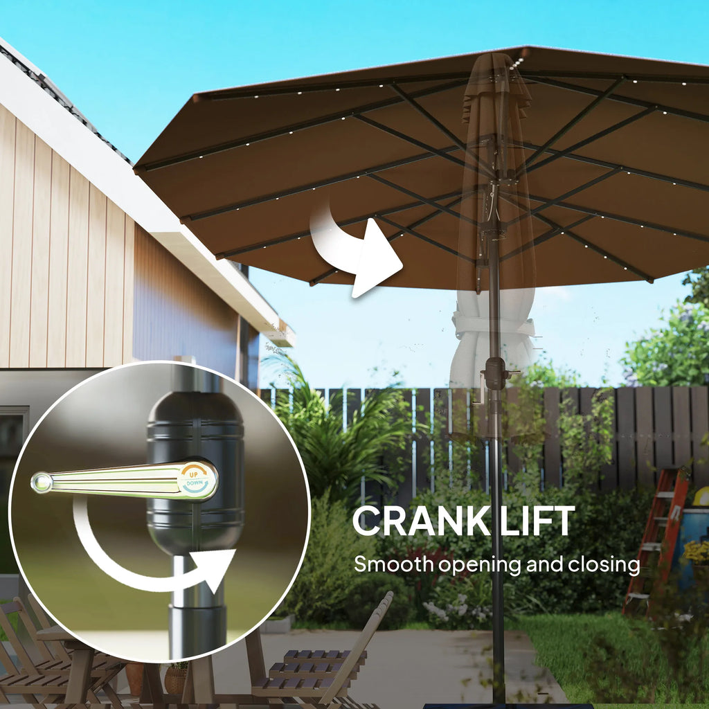 Virello 15' Solar LED Double-Sided Patio Umbrella – Coffee