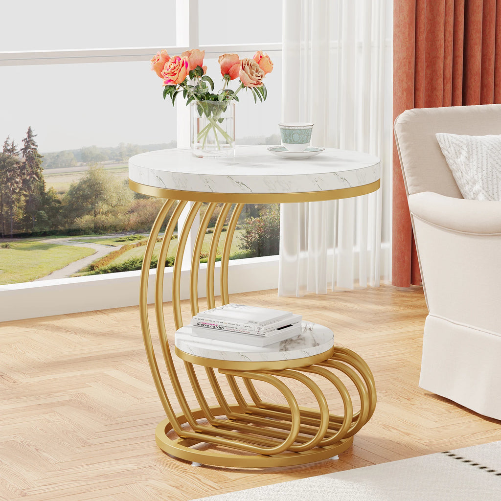 Tavio Curved 2-Tier End Table