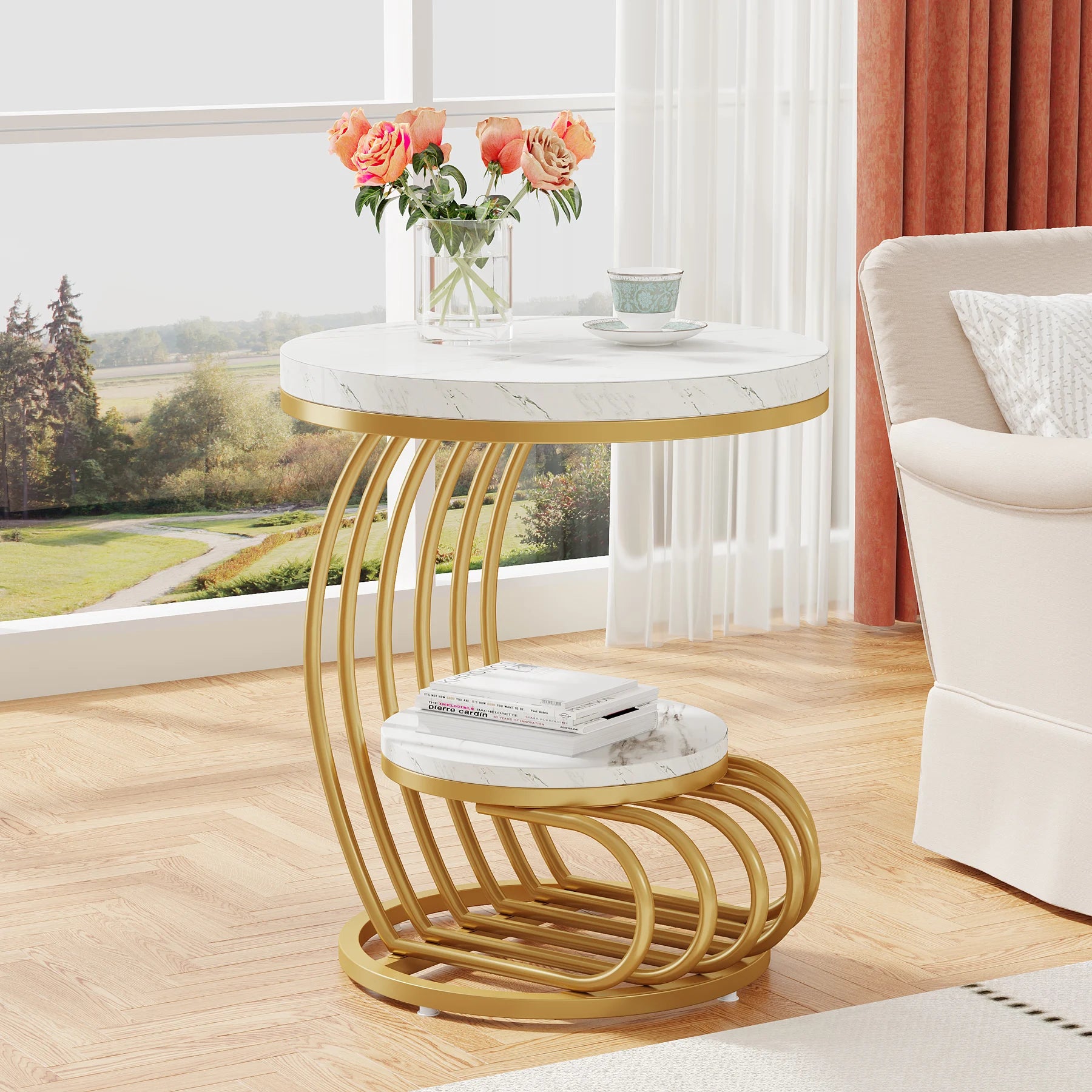 Tavio Curved 2-Tier End Table