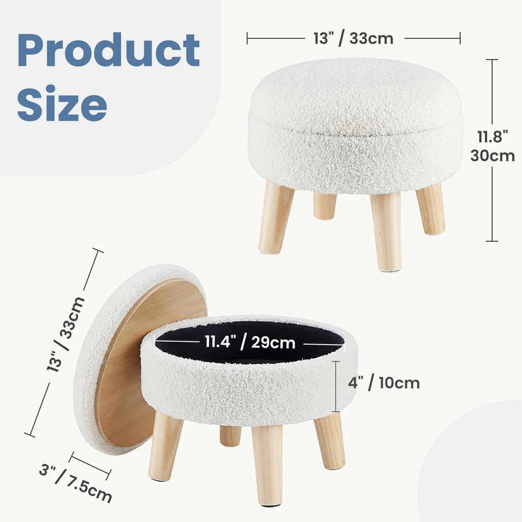 Measurement chart of a small stool with dimensions labeled