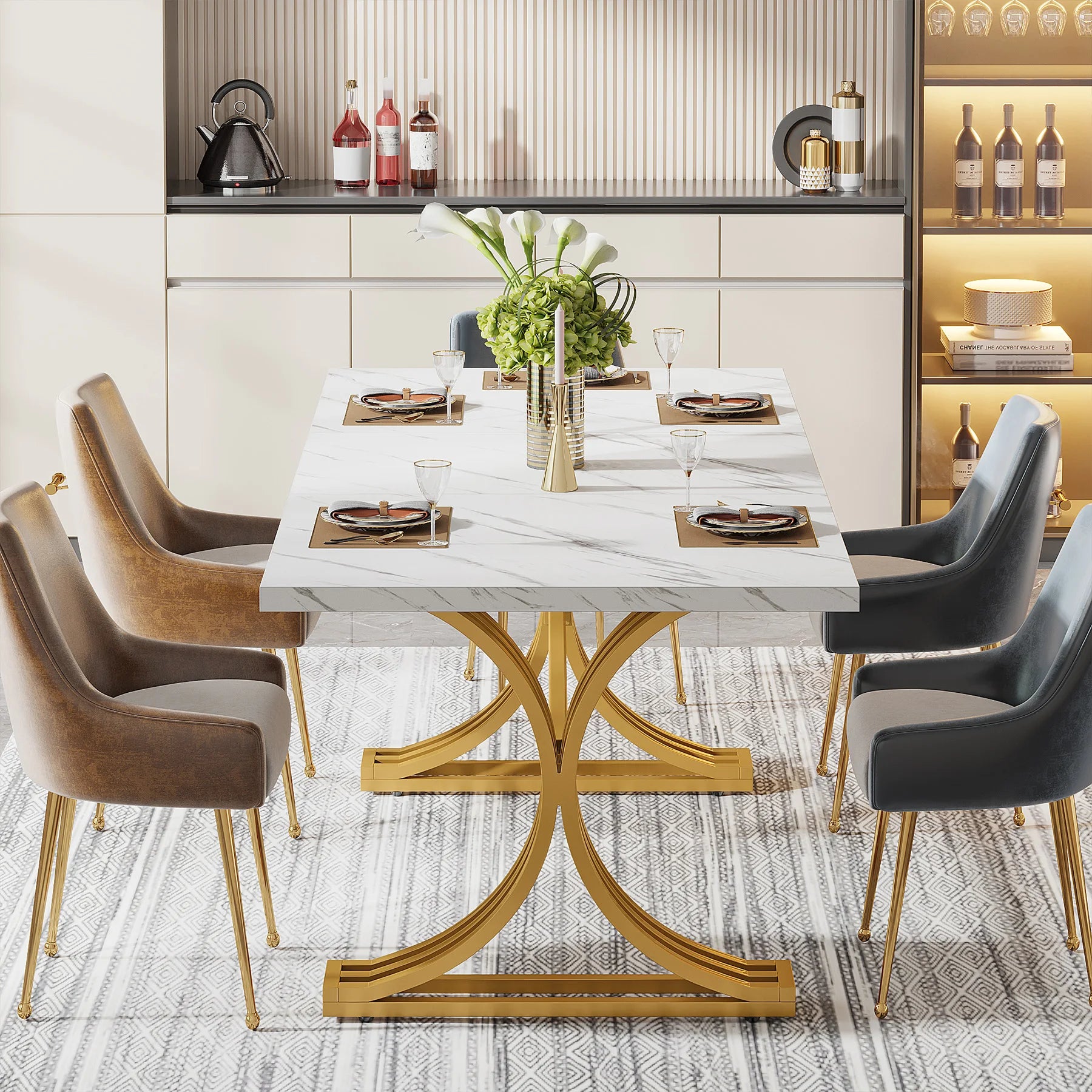 Aureum Faux Marble Dining Table