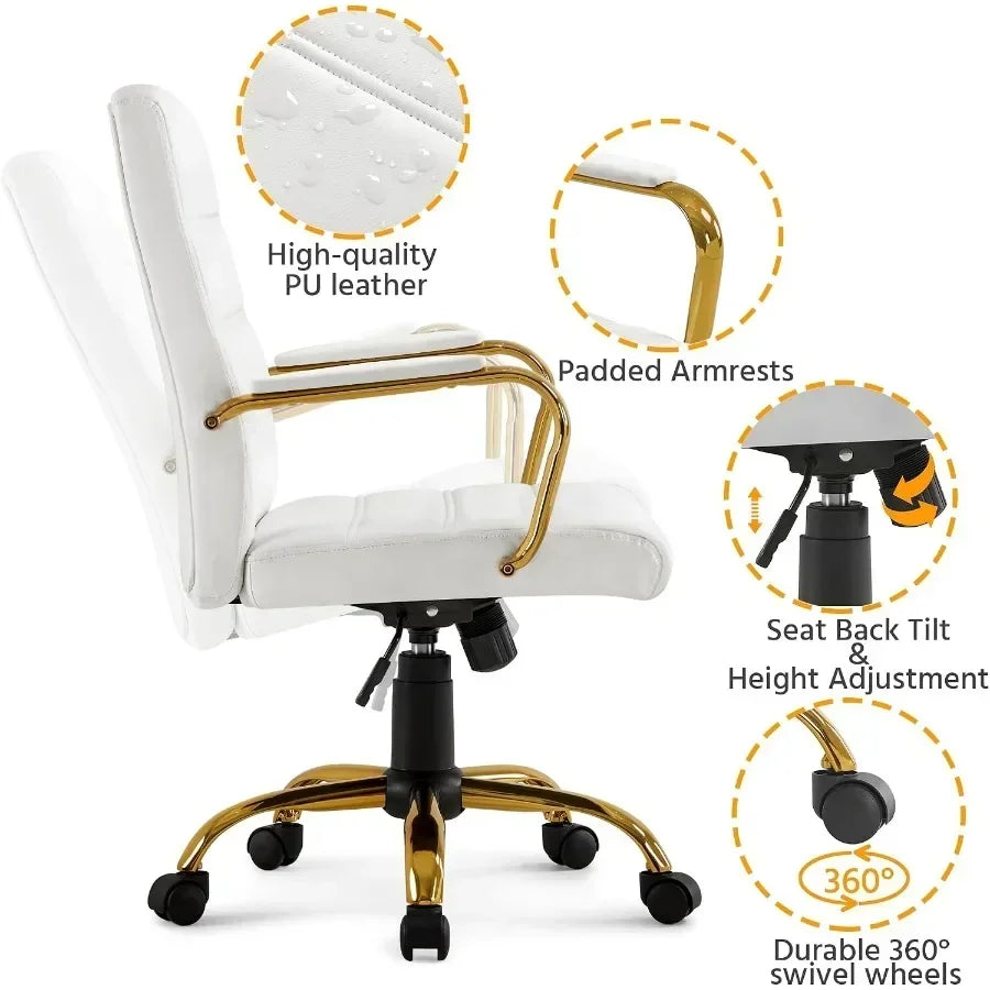 Side chair view with tilt controls, padded arms and swivel casters