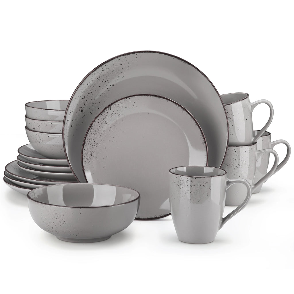 VANCASSO NAVIA Speckled Gray Stoneware Dinnerware Set