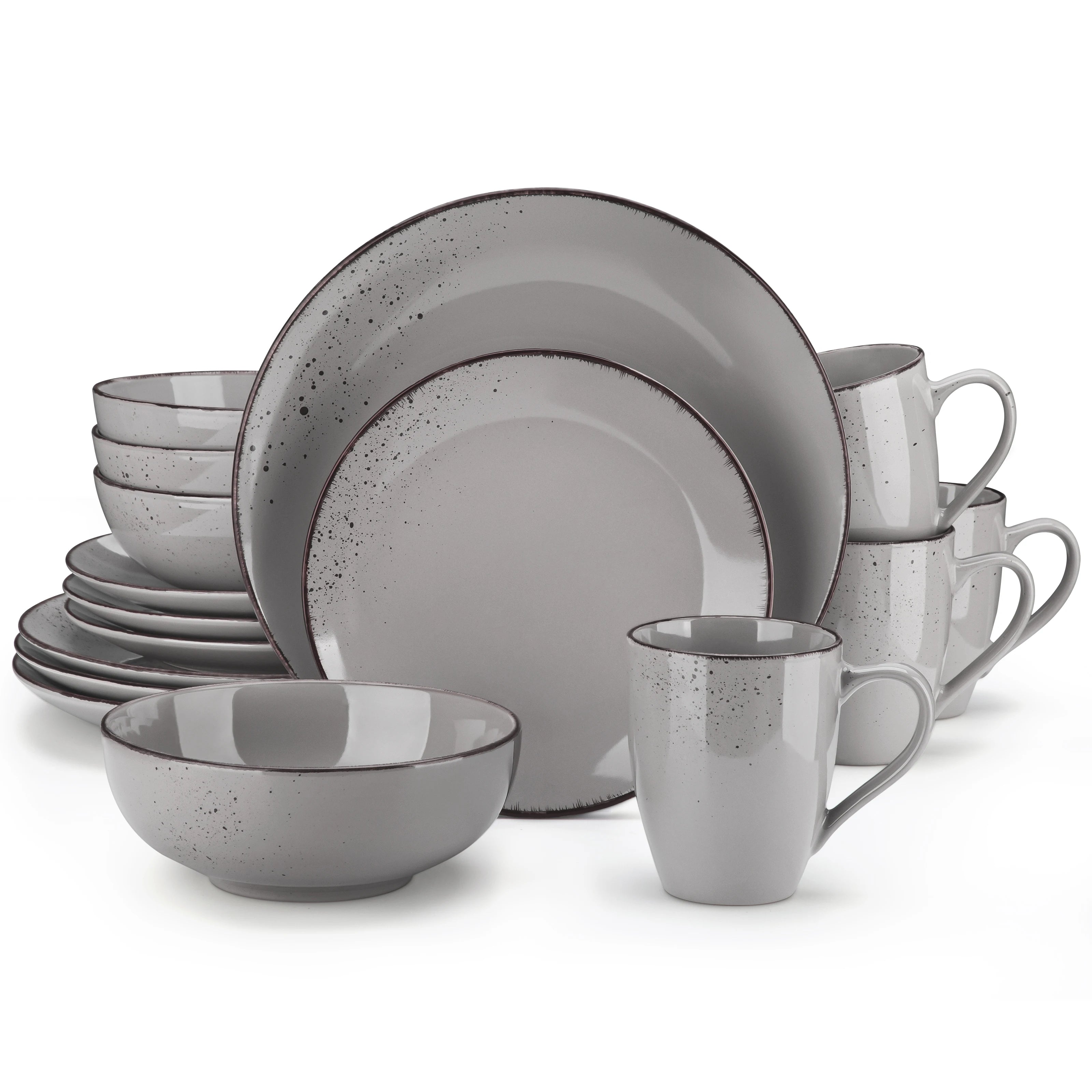 VANCASSO NAVIA Speckled Gray Stoneware Dinnerware Set