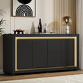 Driftloom black four-door sideboard with gold-tone inset trim and warm LED lighting