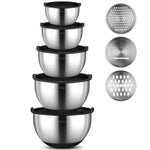 Load image into Gallery viewer, VELAZE Stainless Steel Mixing Bowl Set with Graters and Lids - Non-Slip, Stackable, Versatile Kitchen Bowls
