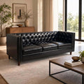 Black Fennwick button-tufted PU faux-leather sofa