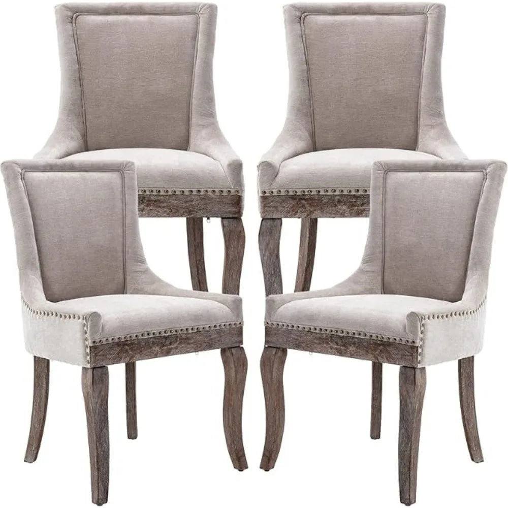 Belmont Upholstered Nailhead Dining Chairs – Set of 4