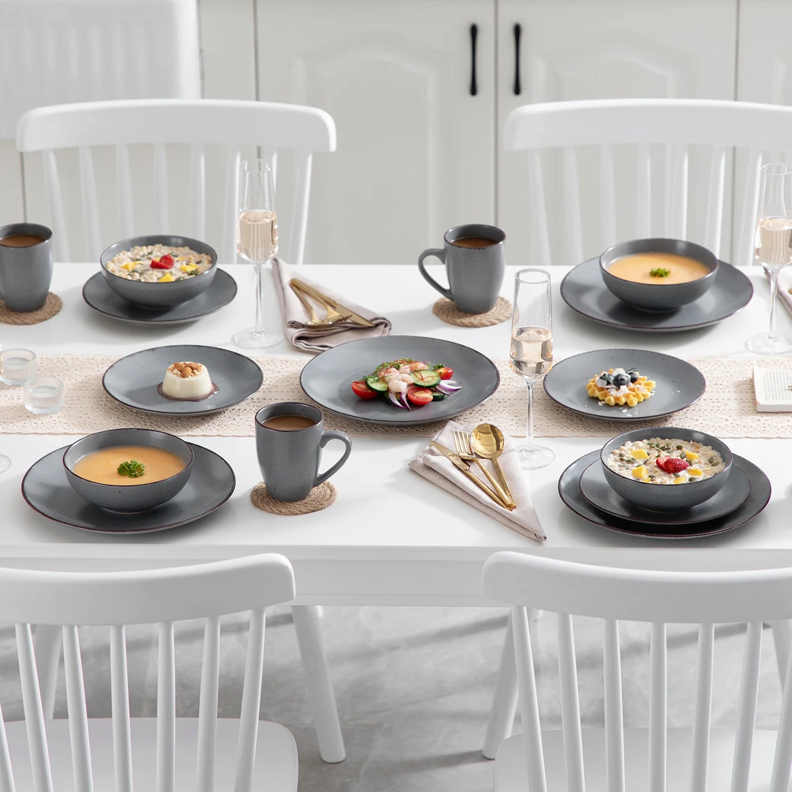VANCASSO MODA Gray Dinnerware - 16/32/48 Pieces