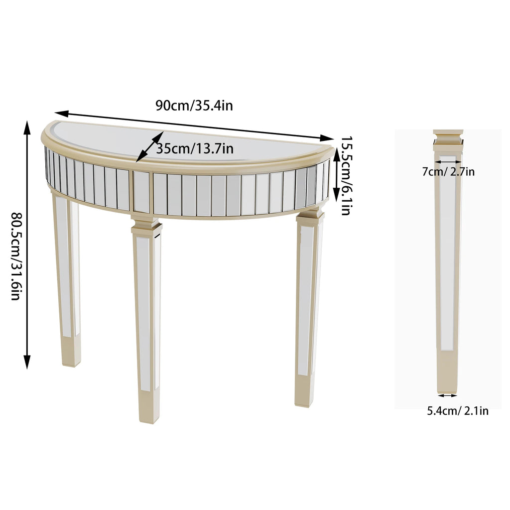 Seraphine Half-Moon Mirrored Console Table