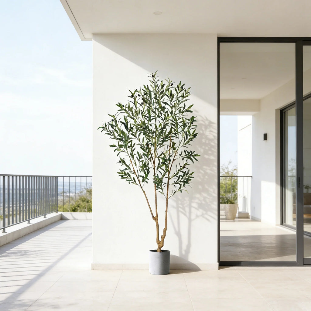 Pearlecho 6-Foot Artificial Olive Tree with Basket