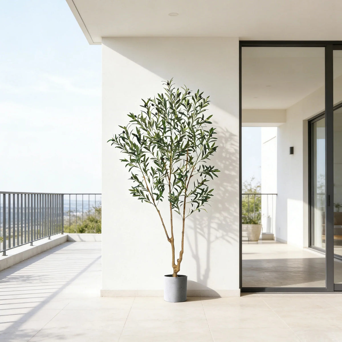 Pearlecho 6-Foot Artificial Olive Tree with Basket