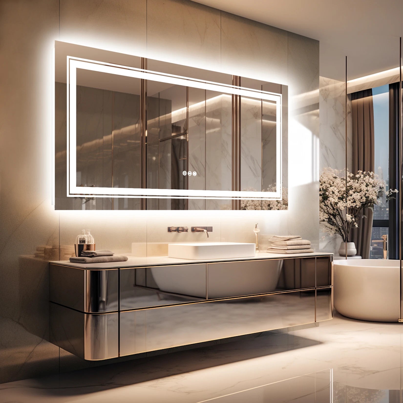 Solene Front & Backlit LED Bathroom Mirror