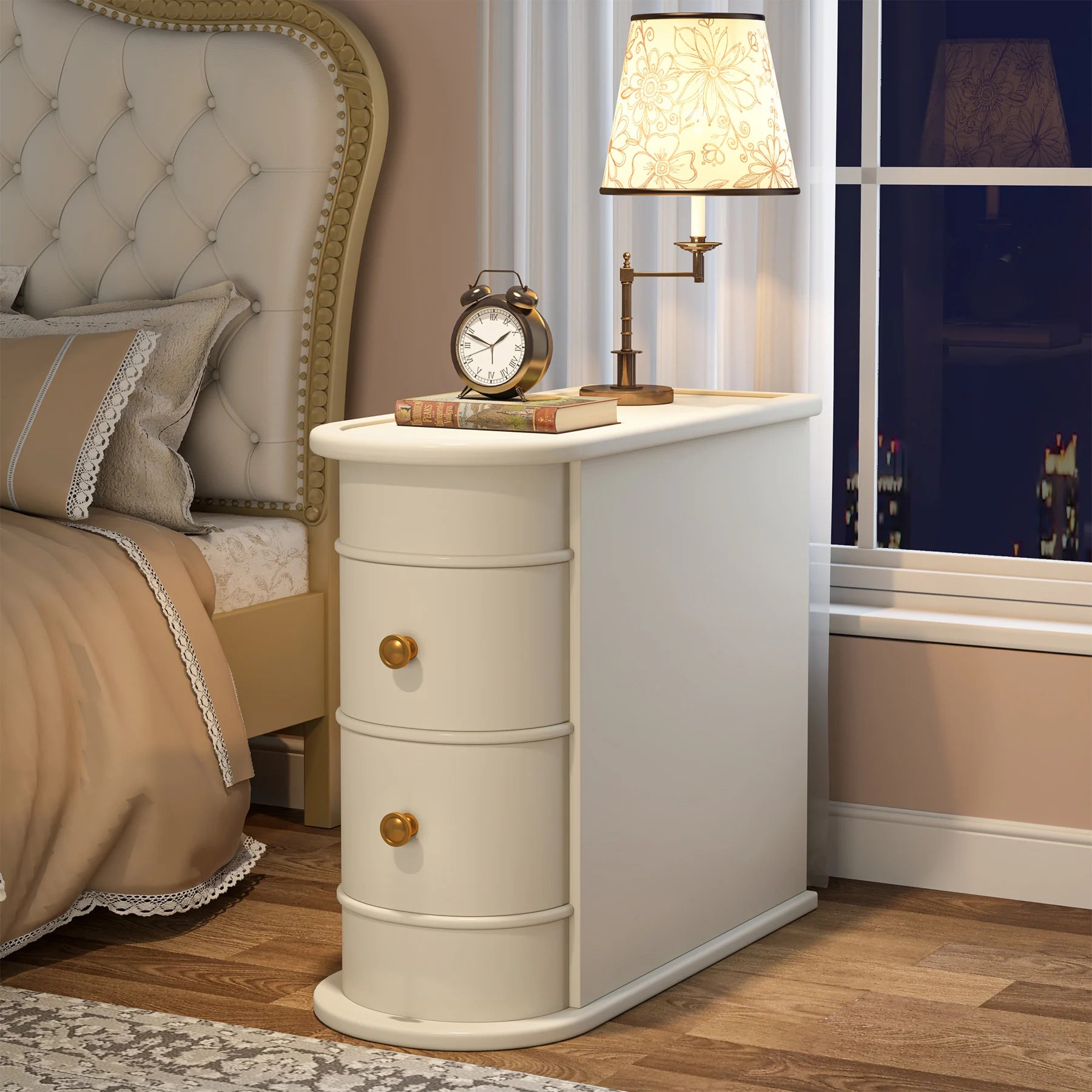 Jabari Curved Two-Drawer Side Table