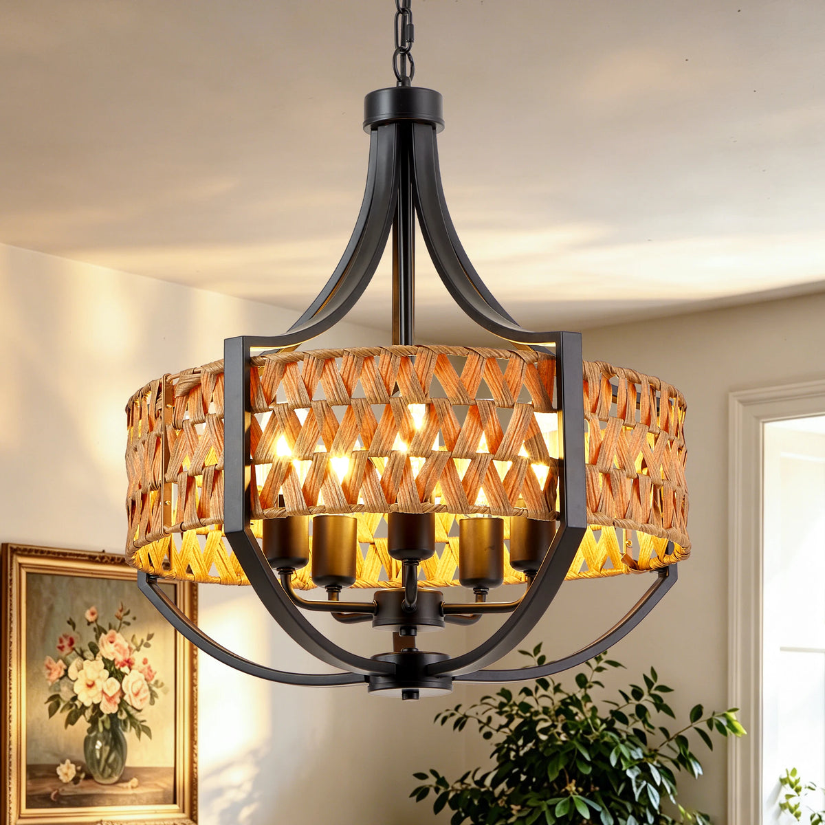 Brindlewick Rattan Ring Chandelier