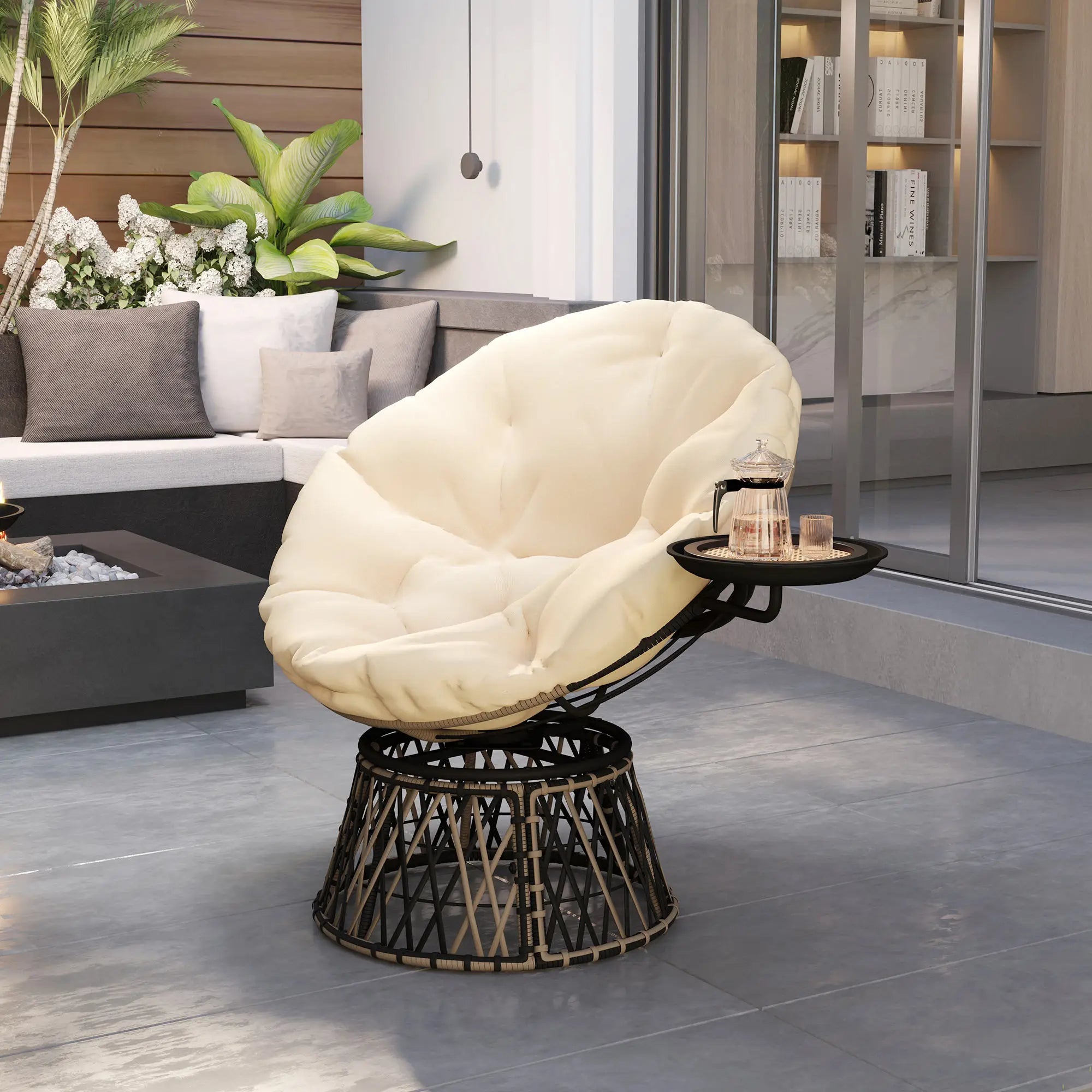Orbitelle Papasan Swivel Chair – Gray