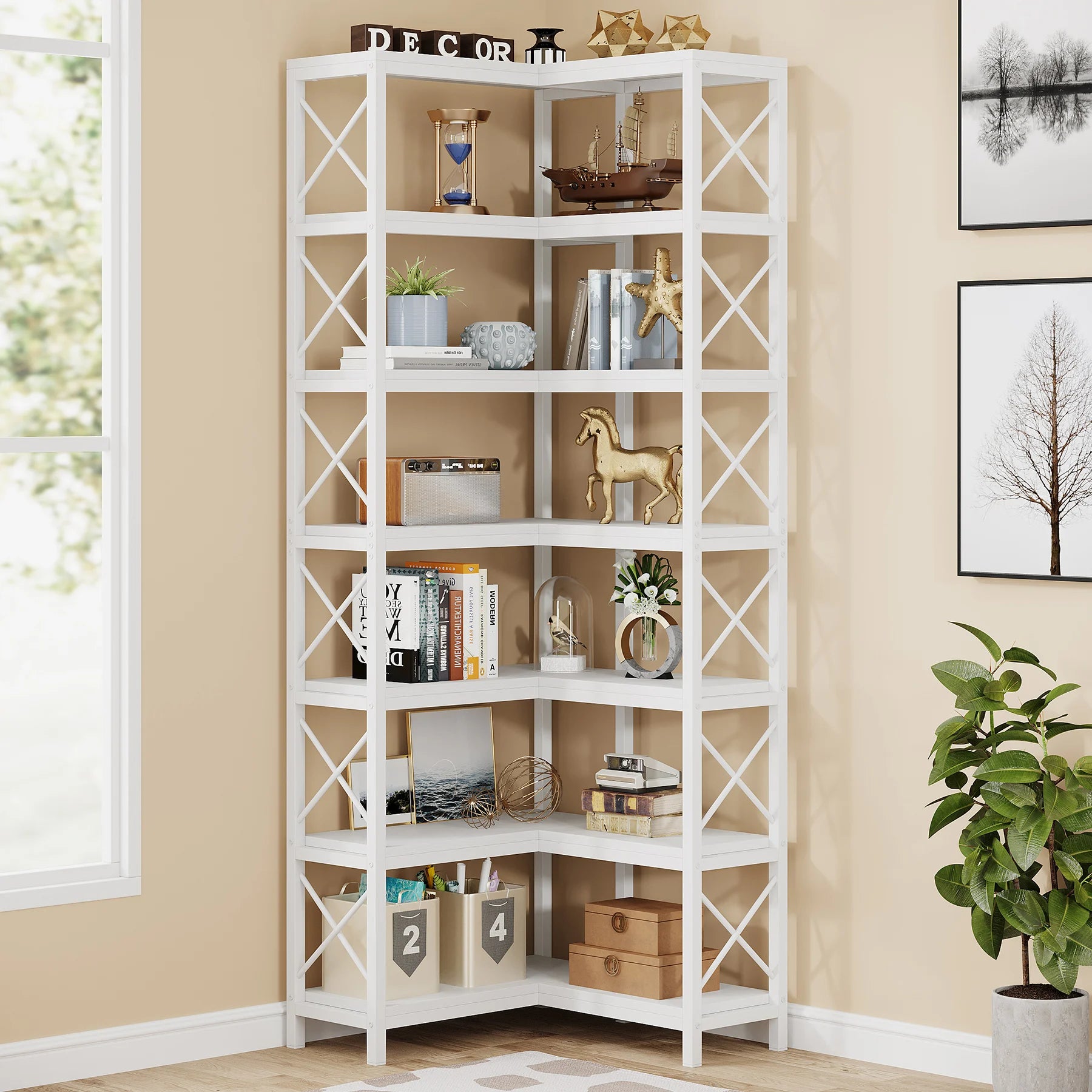 Kito 7-Tier Corner Bookcase