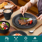 Load image into Gallery viewer, VANCASSO Eliga Stoneware Dinnerware Set – 16/32 Pieces, Black-Grey or Dark Brown
