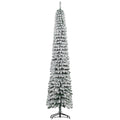 Frostneedle slim green snow-flocked pencil Christmas tree with metal stand