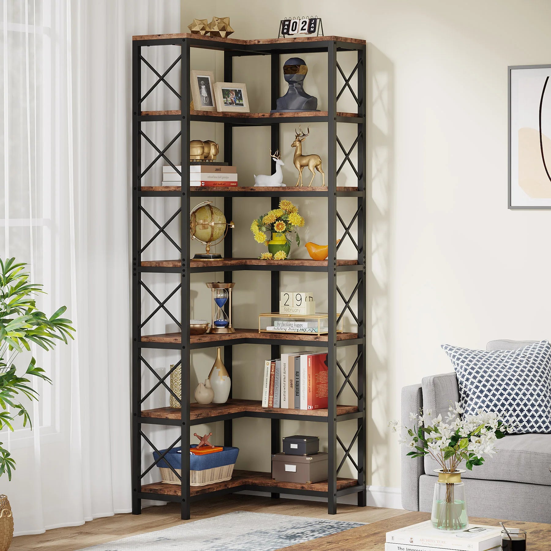 Kito 7-Tier Corner Bookcase