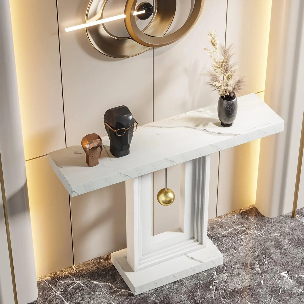 Solenne Faux Marble Console Table